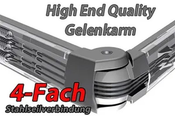 Hochwertiger Gelenkarm mit 4-fach Stabilverbindung.